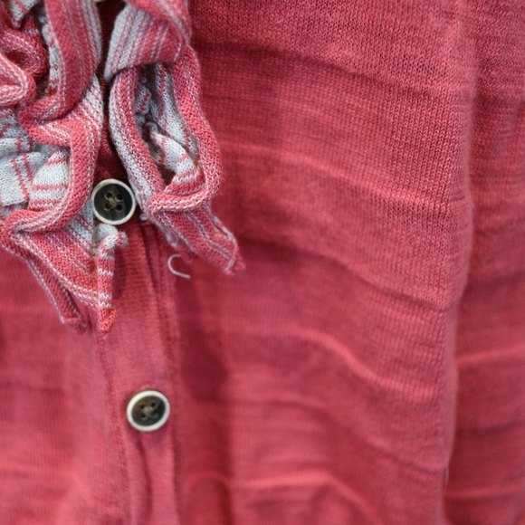 Banana Republic Pink Ruffle Cardy Cardigan Sweater Striped XL - Picture 6 of 12